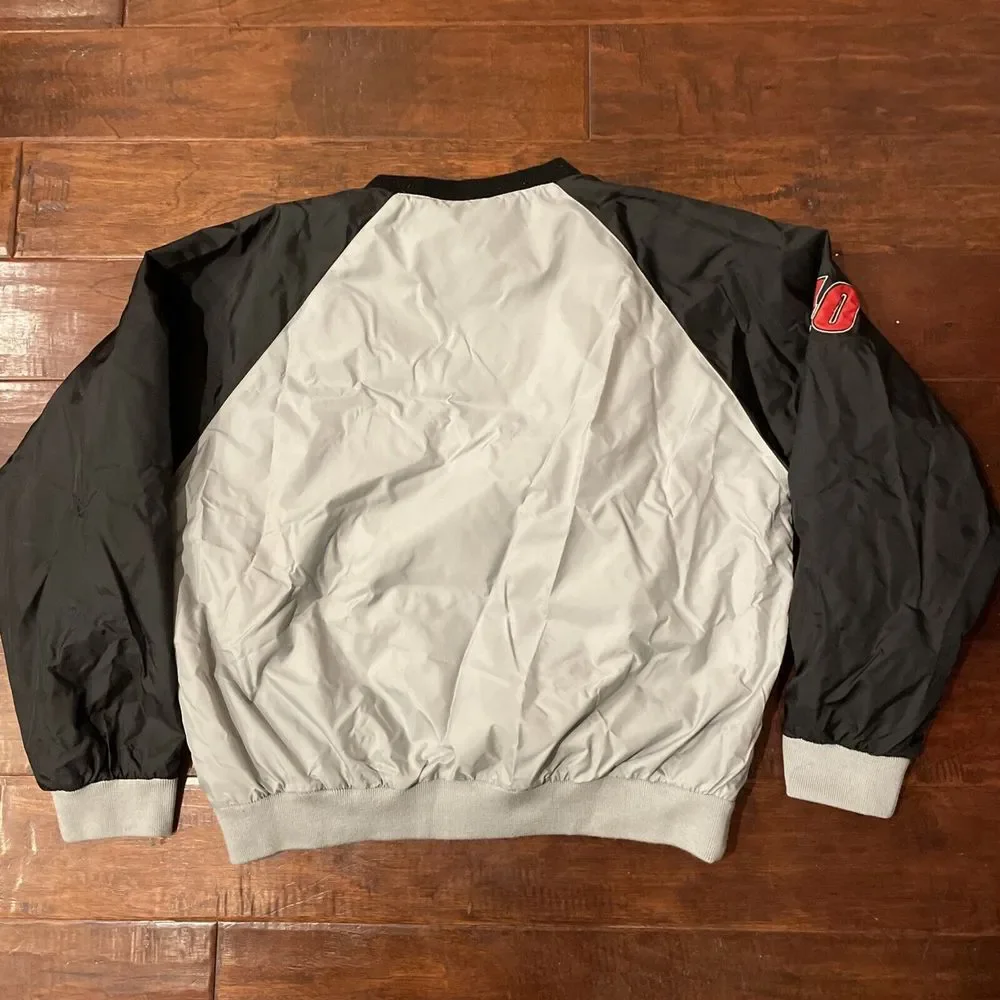 Winners Circle Sterling Marlin 40‎ NASCAR V-Neck Windbreaker Jacket Sz Lg Silver